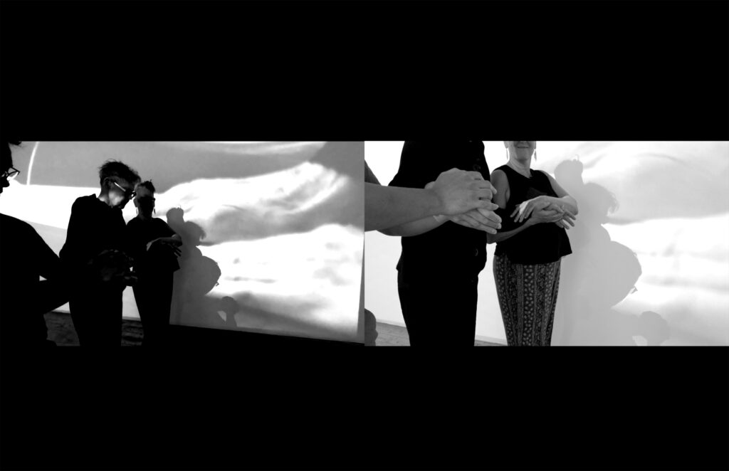 walking with helpers and video projections